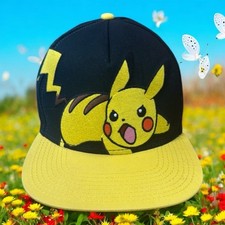 2016 Pokemon Pikachu Embroidered Black Yellow Adjustable Snapback Adult Hat Cap