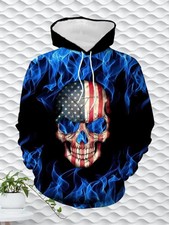 3D American Flag  Skull All Over Print Hoodie - Adult  Kid