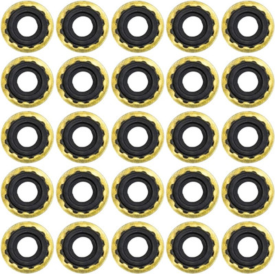 Resone Oxygen Yoke Washer Seals, 25 Pack   Jagged Edge Brass/Rubber CGA 870 Regu