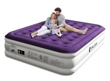 Air Mattress Queen With Built in Pump - Upgraded Blow Up 18" Queen Purple