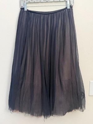 MARTIN GRANT FRENCH SILK RAW HEM LAYERED CIRCLE SKIRT S