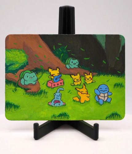 ACEO original pokemon painting fan art "Forest Party"