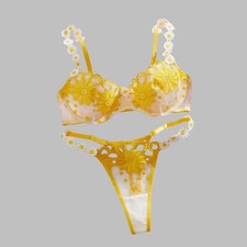 Floral Lace Bra Set Women's Underwire Embroidered Push Up Underwear 2 Piece
