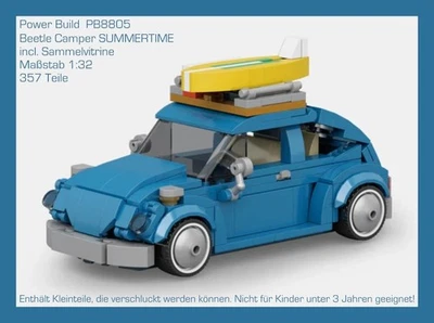 HAPPY BUILD PB8805 - Beetle Camper mit Container, Power Block⚡SUMMER TIME⚡Klemmbausteine