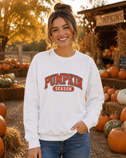 Pumpkin Season Womens Fall Autumn Pullover Sweatshirt Cozy Graphic NEW