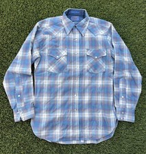 Vtg Pendelton High Grade Western Wear Shirt Mens M Plaid Wool Pearl Snap *STAINS
