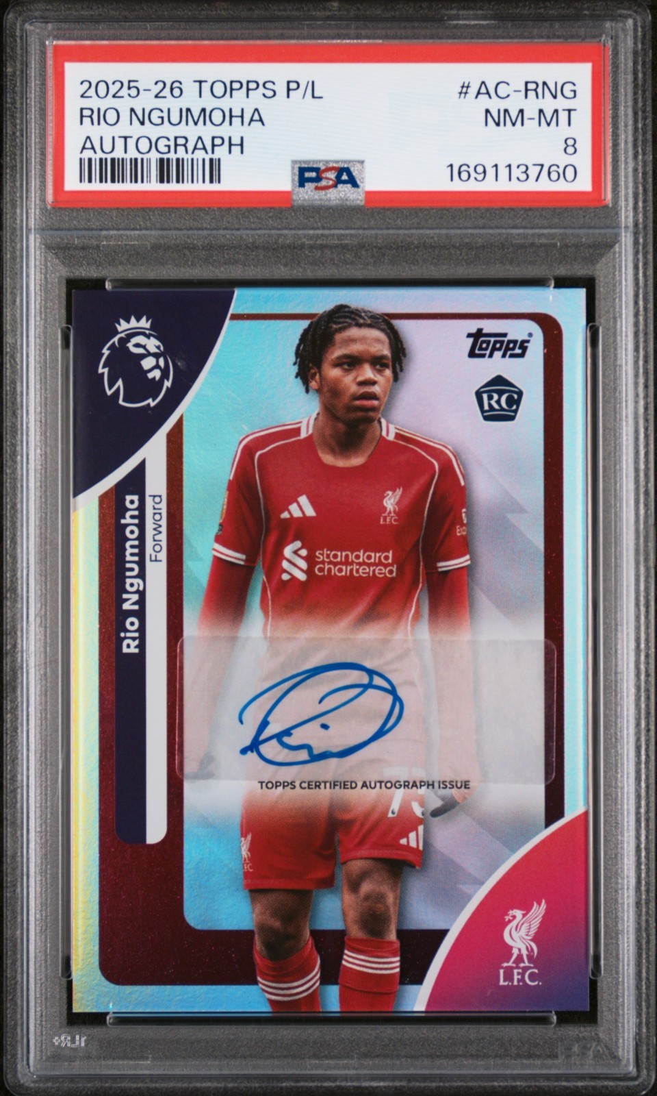 2025-26 Topps Premier EPL — Rio Ngumoha Early Rookie Auto — Autograph RC — PSA 8