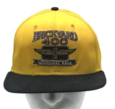 Vintage 90's 1994 Brickyard 400 Yellow Black Snapback Hat Cap NASCAR Fan Apparel