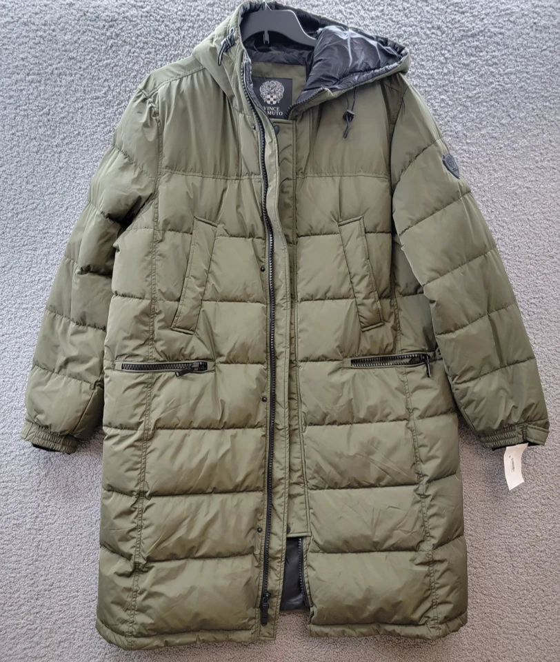 Chaqueta acolchada acolchada Vince Camuto para hombre XL oliva cremallera/cierre a presión Foto 2 de 4