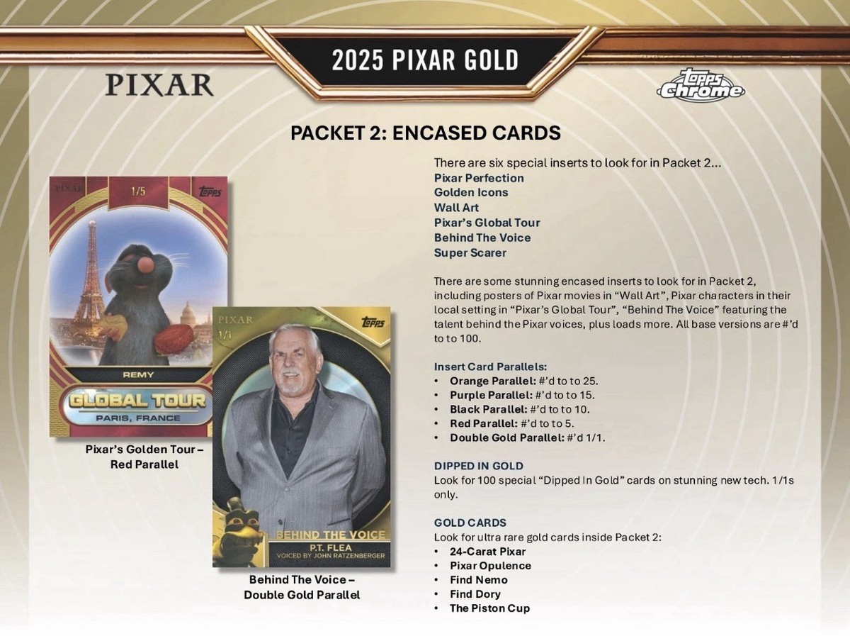 2025 TOPPS PIXAR GOLD CHROME HOBBY BOX DISNEY NEW SEALED 8-CARDS 1