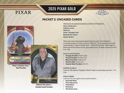 2025 TOPPS PIXAR GOLD CHROME HOBBY BOX DISNEY NEW SEALED 8-CARDS 1