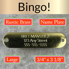 Custom Engraved NAME PLATE Engraved Dog Tags Personalized COLLAR BRASS RUSTIC