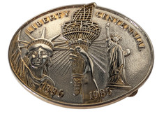 Vtg Liberty Centennial 1886 1986 Belt Buckle Statue of Liberty Torch Patriotic