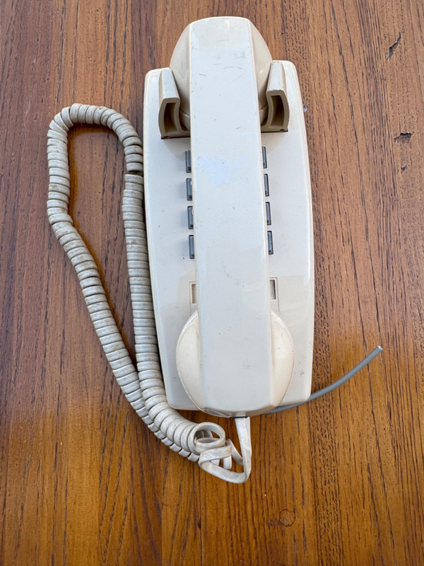 Vintage AT&T 2554BMPA Beige Wall Telephone  Push Button Western Electric