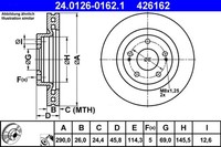 2X Bremsscheibe ATE 24.0126-0162.1 FüR Mitsubishi NA8W Mivec NA4W