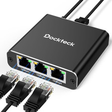 Ethernet Splitter 1 to 3 1000Mbps, Dockteck Internet Cable Splitter  1 in 3 Out