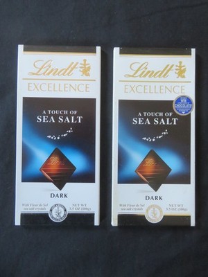 (2) Lindt Excellence A Touch Of Sea Salt Dark Chocolate Bars 3.5 Oz Each