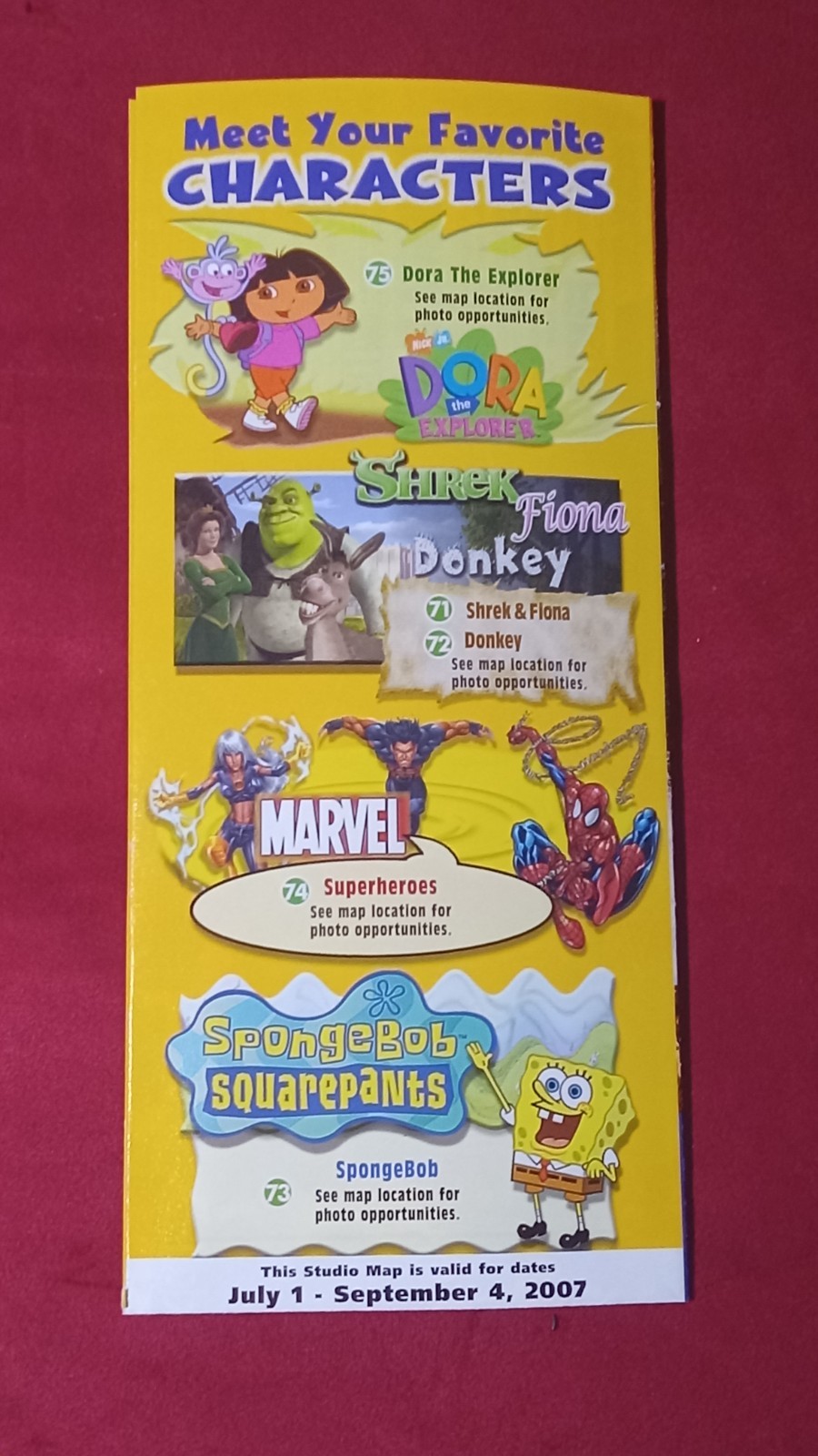 BACK TO THE FUTURE UNIVERSAL STUDIOS HOLLYWOOD POSTCARD MAP FINAL DAY 9/3/07