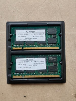 Infineon HYS64D64020GBDL 2x 512MB DDR 333 SO-DIMM Retro Laptop Arbeitsspeicher