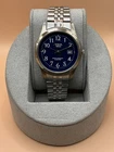 Vtg Timex Acqua Watch Men  Silver Tone Indiglo Blue Dial New Battery