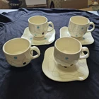 Red Wing Pottery Dinnerware KERMIS Cups And Saucers LOT OF (4) Cups (3) Saucers