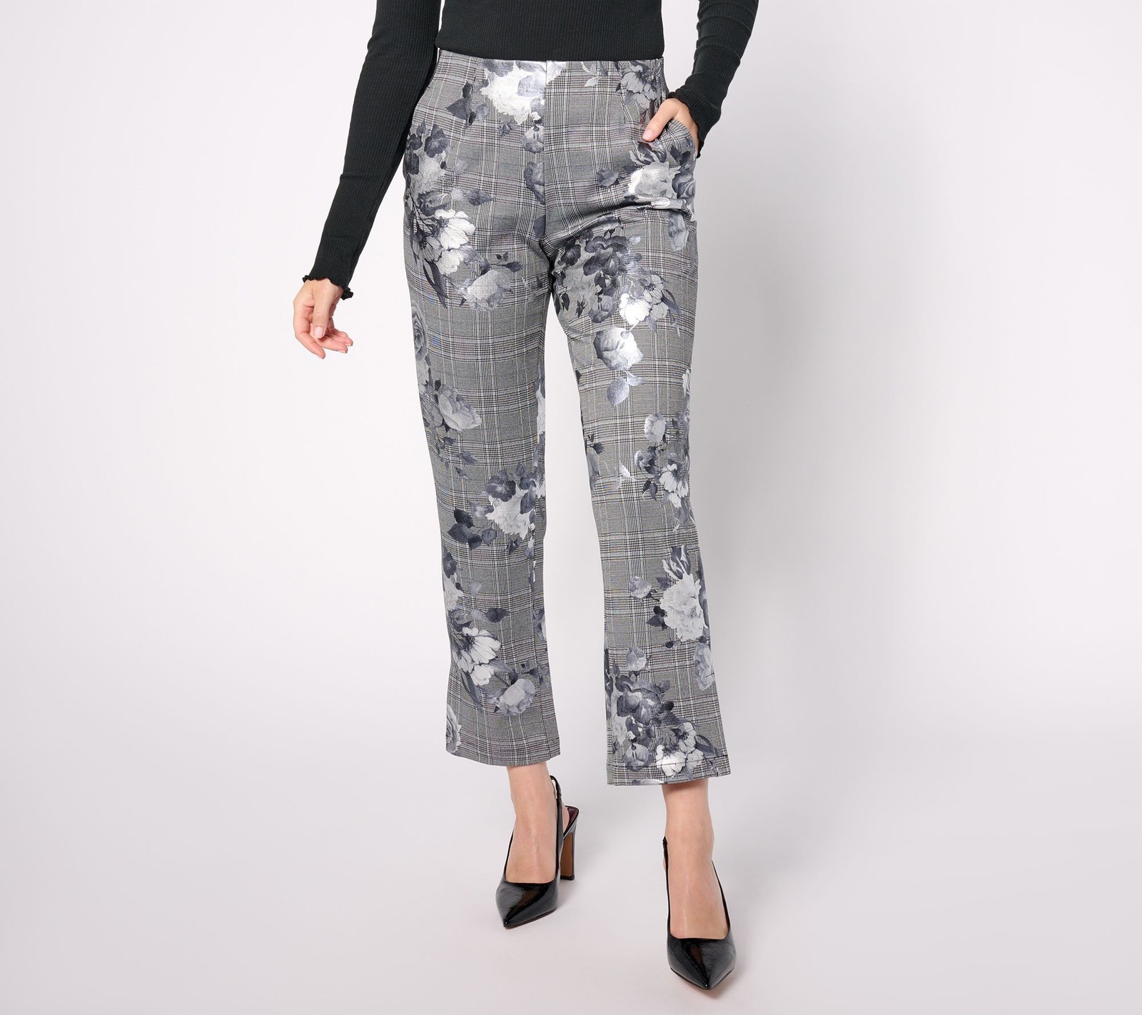 Maya J Women's Pants Sz M Straight Leg Ankle w Hem Vent Gray A623046