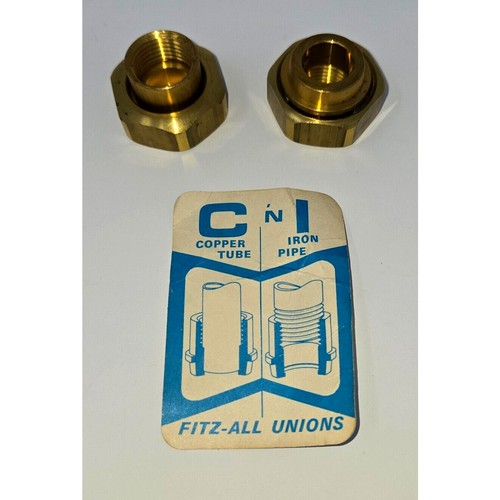 Fitz-All Unions Copper Tube to Iron Pipe 1" Fitting Set of 2 Unused