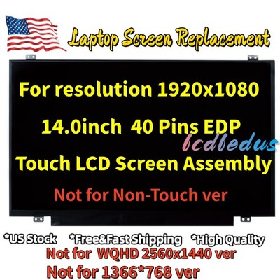 Lenovo ThinkPad T470 20HD0058US 20HD005DUS 14'' FHD Touch LED LCD Screen Display