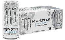 New Monster Energy Zero Ultra, Sugar Free Energy Drink, 16 Ounce Pack of 15