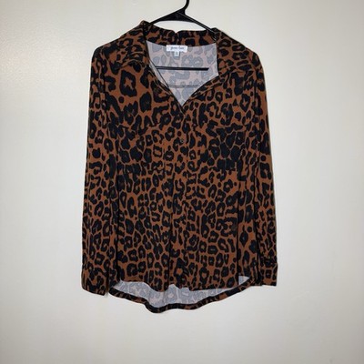 Grace & Lace Black and Brown Leopard Blouse Size XS