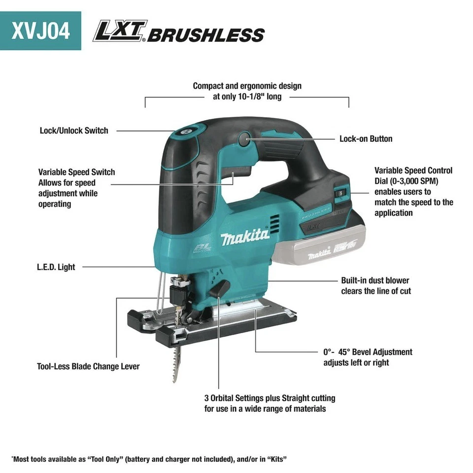 Makita XVJ04Z-R 18V LXT BL Cordless Jig Saw (Tool Only) Certified Refurbished - Image 2 of 4