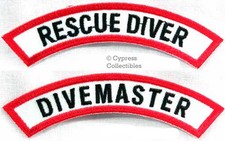 DIVEMASTER + RESCUE DIVER CHEVRON 2 PATCH PLONGÉE SOUS-MARINE brodé à repasser 