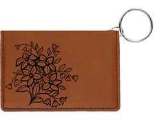 Spring Flowers Laser Engraved Leatherette Keychain Wallet