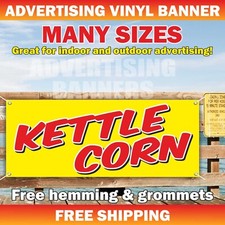 KETTLE CORN Advertising Banner Vinyl Mesh Sign Popcorn Caramel bar buffet Snacks