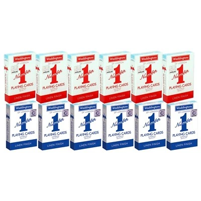Waddingtons of London Playing Cards Superior Quality 6 Blue and 6 Red (12 packs)