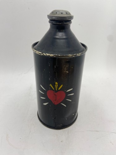 VINTAGE SELTEN HANDBEMALT VOLKSKUNST METALL TALKUM TALKIUM PULVER SCHWARZ ZINN SHAKER