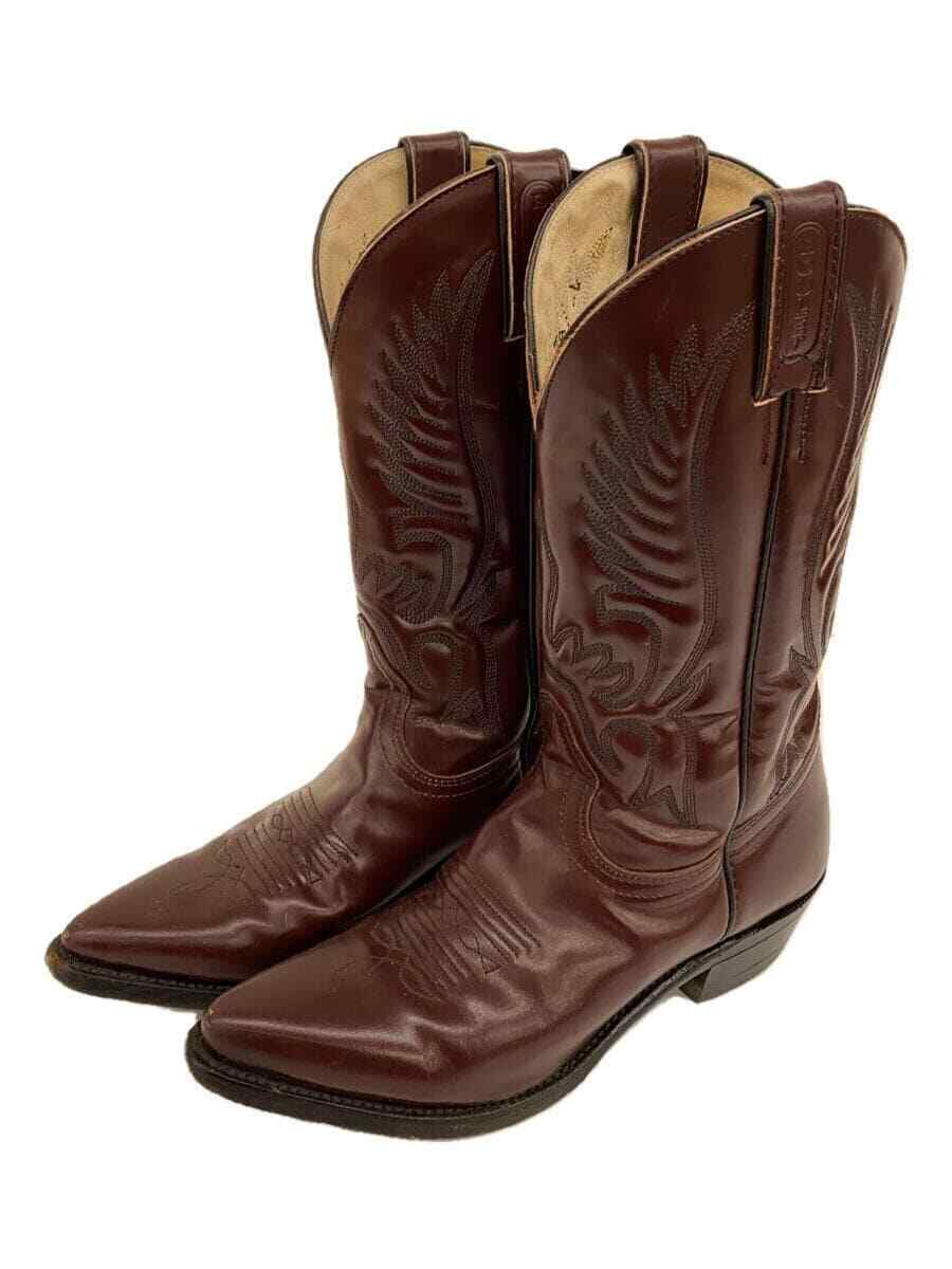 BOULET Western Leather Boots Medium Brown US:7 Embroidery Cowgirl Y2K 1.37