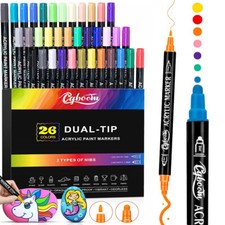 ✨26Colours Acrylic Paint Pens for Rock Painting Wood Ceramic Fabric Metal Canvas