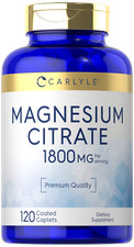 Magnesium Citrate 1800mg  120 Caplets  Vegetarian, Non-GMO  by Carlyle