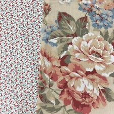 Vintage 80s florals cotton fabric remnant panels *READ* minor imperfections