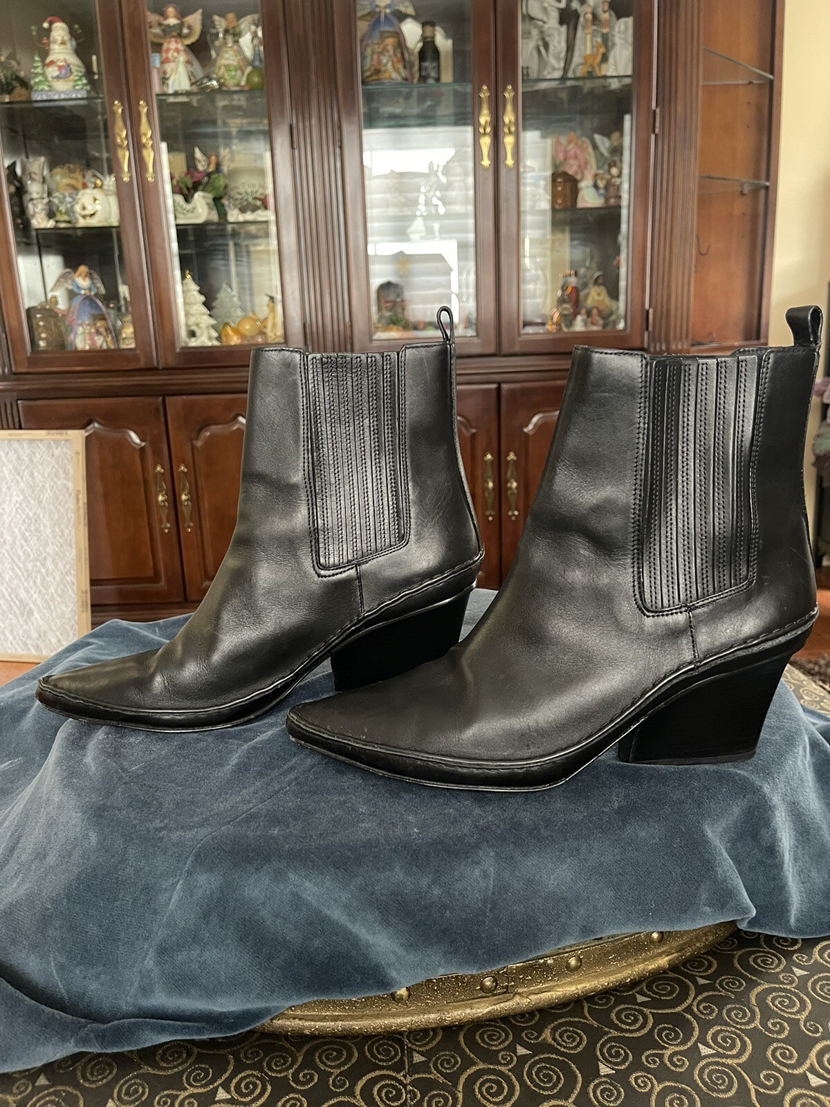 Tory Burch Lila Leather Pointed Toe Heeled Ankle Boots Black 11 M Shoes Bootie thumbnail 4