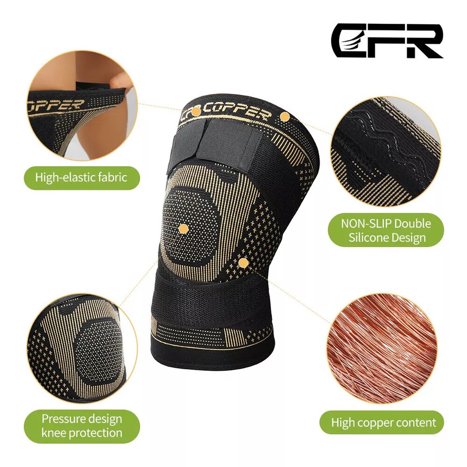 Copper Knee Sleeve Compression Brace Support Sport Joint Pain Relief