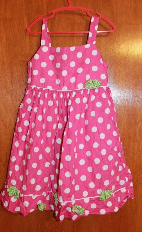 BLUEBERI BOULEVARD Girls 6X SUNDRESS (pink/white polka dot w/ green flowers) EUC