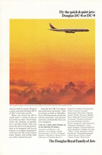 Douglas DC-8 Douglas DC-9 Quiet Jets Royal Family of Jets Vintage Print Ad