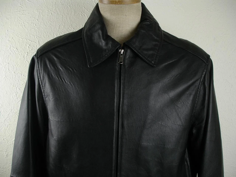 Men's M R&O Reilly Olmes Black A-2 Type Leather Bomber Flight Jacket Insulated - Image 2 of 4