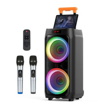 New Large Karaoke Machine for Adult  2 Mic Bluetooth Party Speaker with Wheels