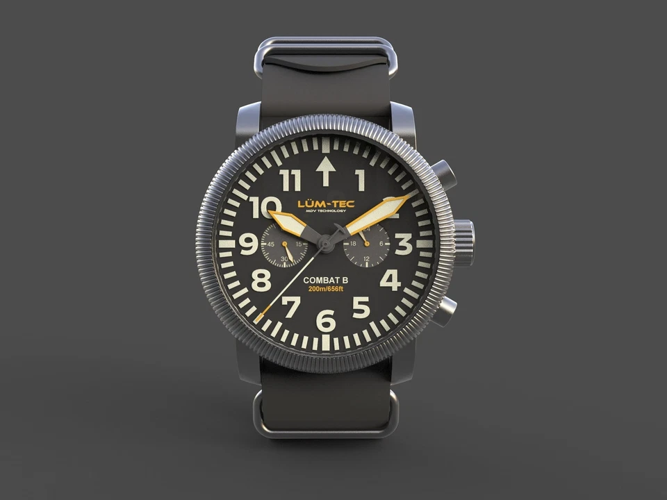 Reloj Cronógrafo Lum-Tec Combat B64, 2 años de garantía, Hecho en EE. UU., 2 correas, 43 mm Foto 4 de 4