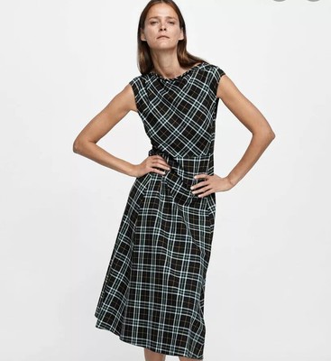zara green plaid dress