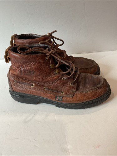 Justin Mens Moc Toe Chukka Boots #991 Leather Brown Rustic Lace Up Size 8 M - Picture 2 of 8
