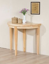 Round Folding Dining Table Side Hall Table Half Moon Natural Finish